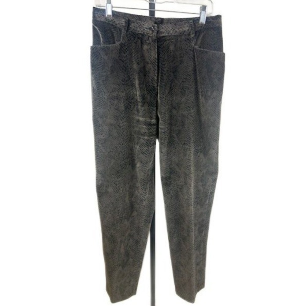 J McLaughlin Pants Women's Size 12 Green Velvet Snake Print